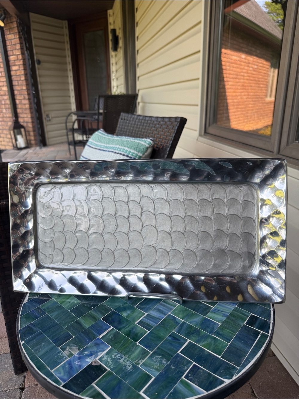 Julia Knight, Silver Rectangular Hammered Serving Tray
